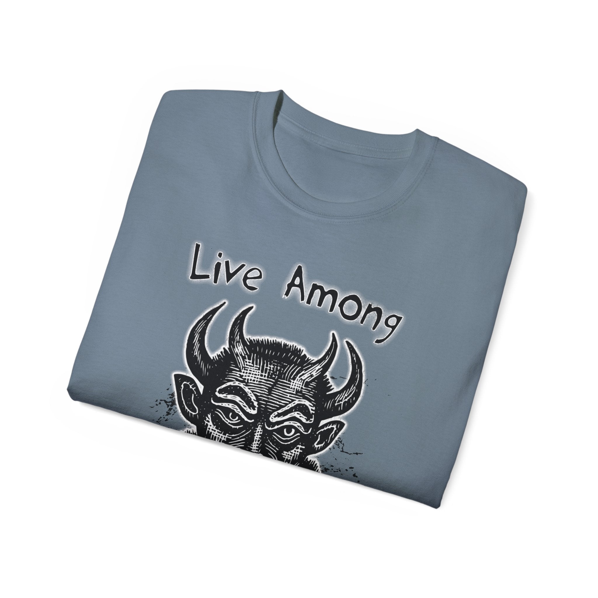 Live Among Demons - Unisex Cotton Tee (Front) - Damned Threads